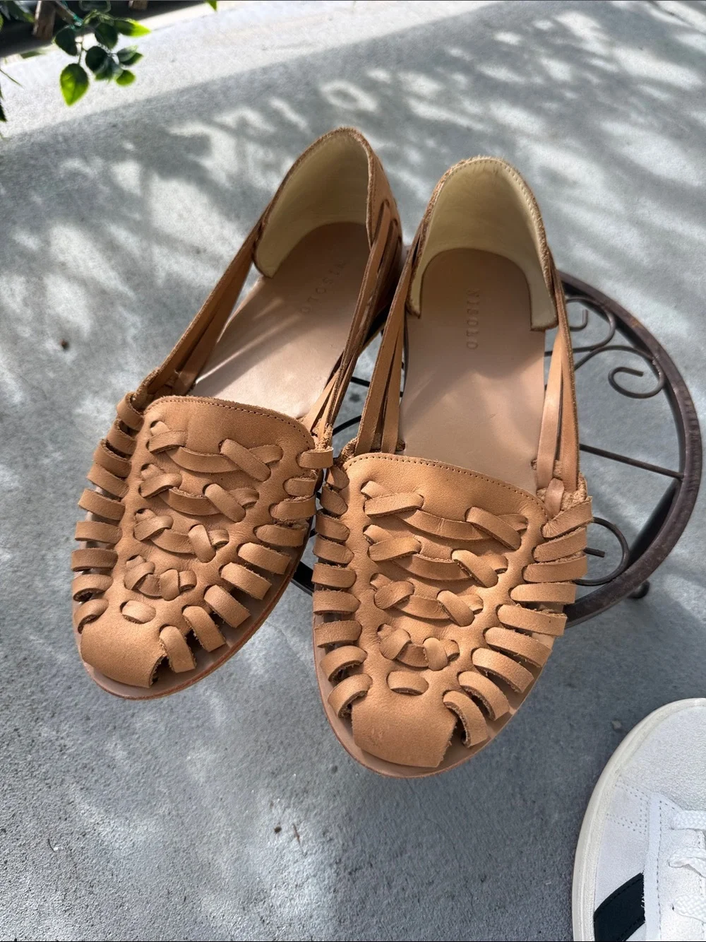 Nisolo Woven Huarache Flats in Tan Leather
